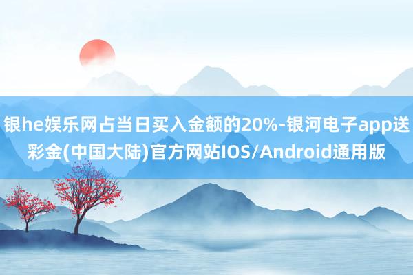 银he娱乐网占当日买入金额的20%-银河电子app送彩金(中国大陆)官方网站IOS/Android通用版